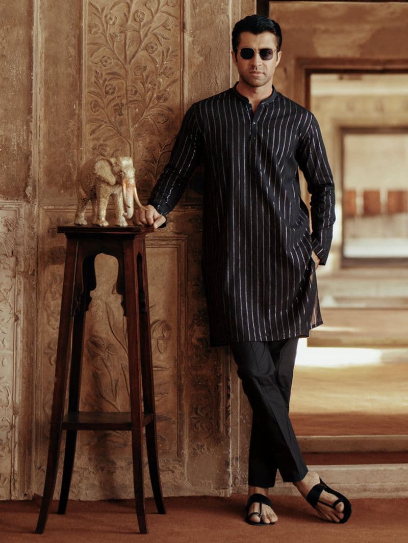 Black Cotton Kurta thumbnail