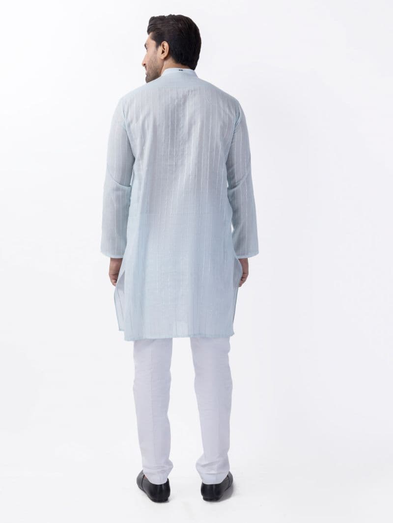 Sky Blue Cotton Kurta thumbnail