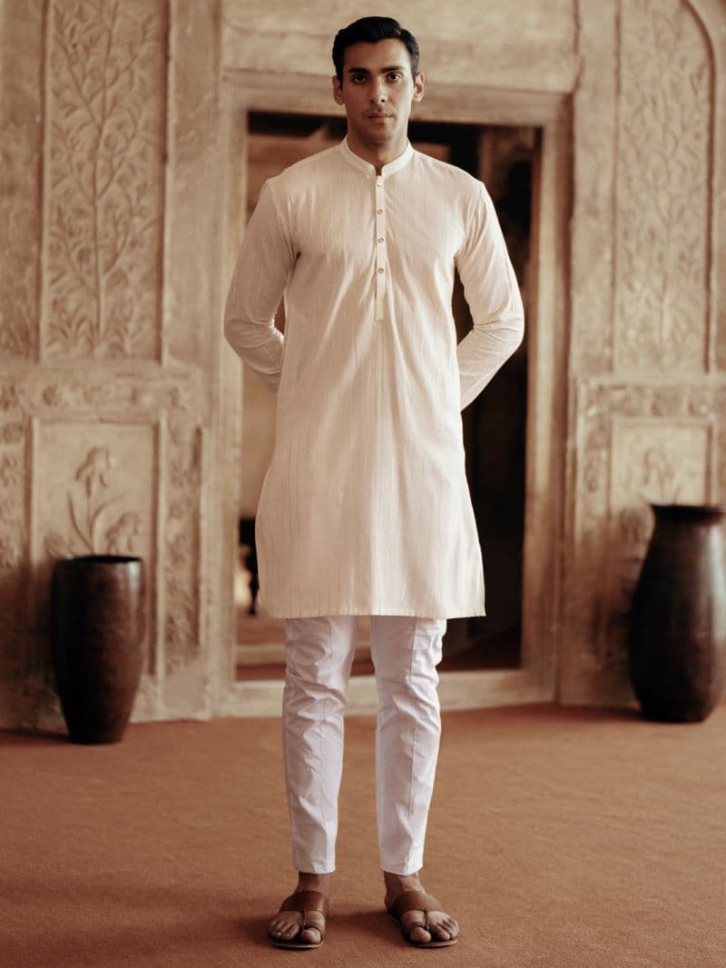 Cream Cotton Kurta thumbnail
