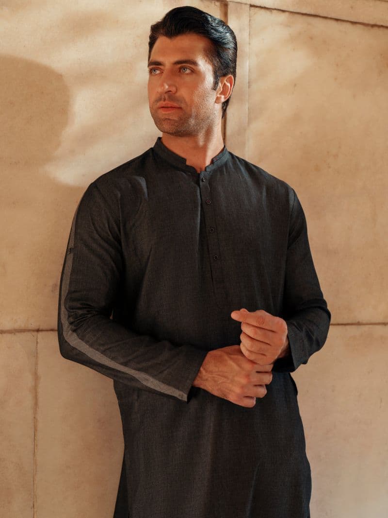 Grey Blended Kurta thumbnail