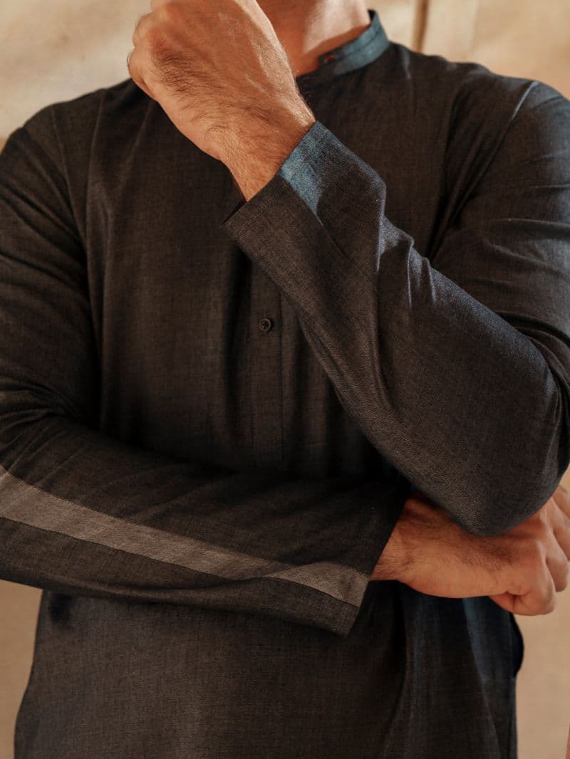 Grey Blended Kurta thumbnail