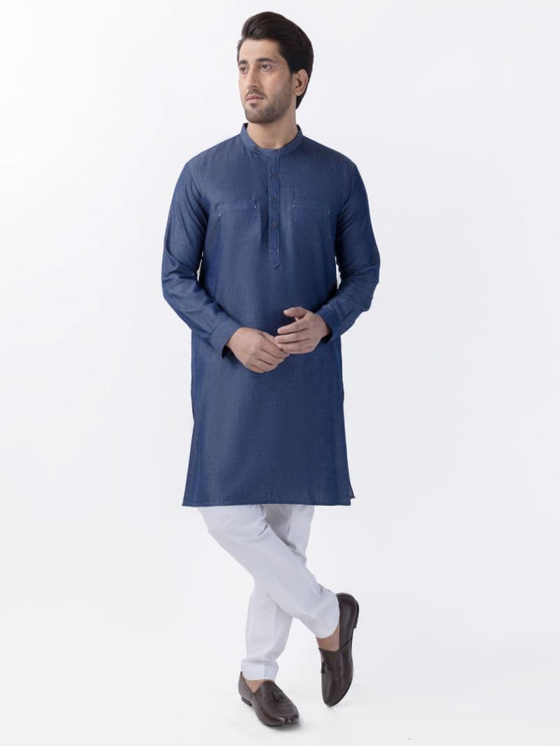 Indigo Blended Kurta thumbnail