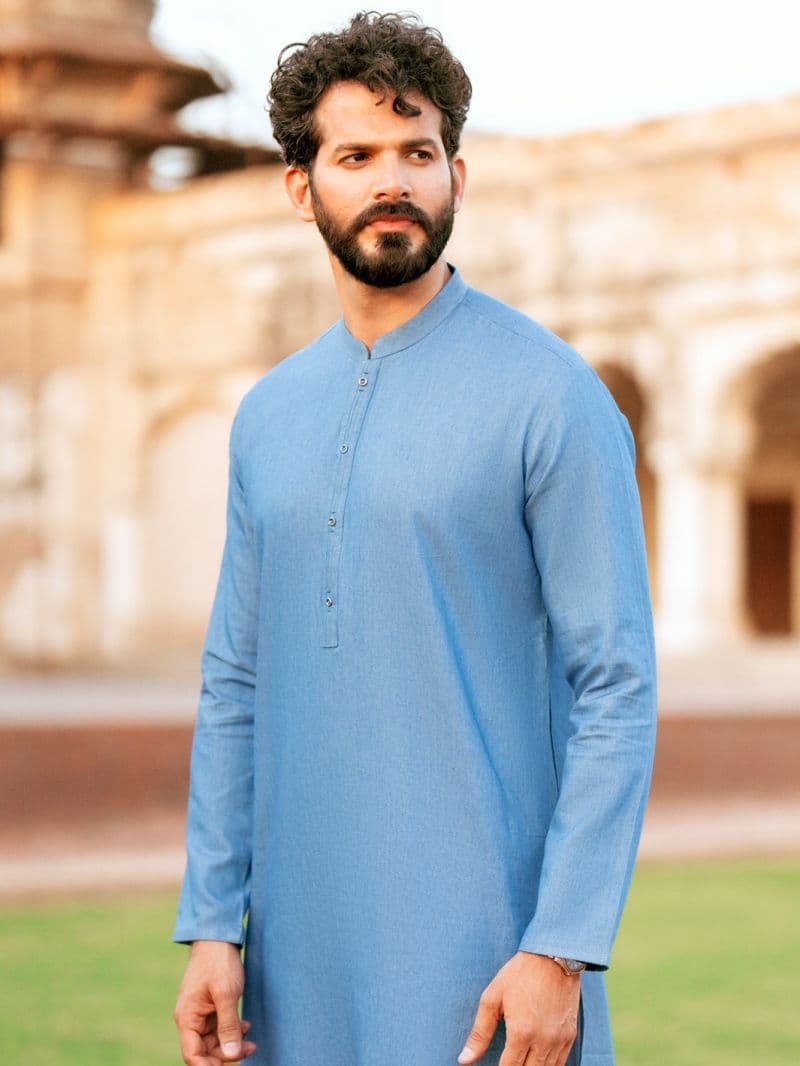 Denim Blue Blended Kurta thumbnail