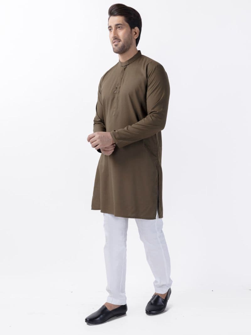 Olive Gree Blended Kurta thumbnail