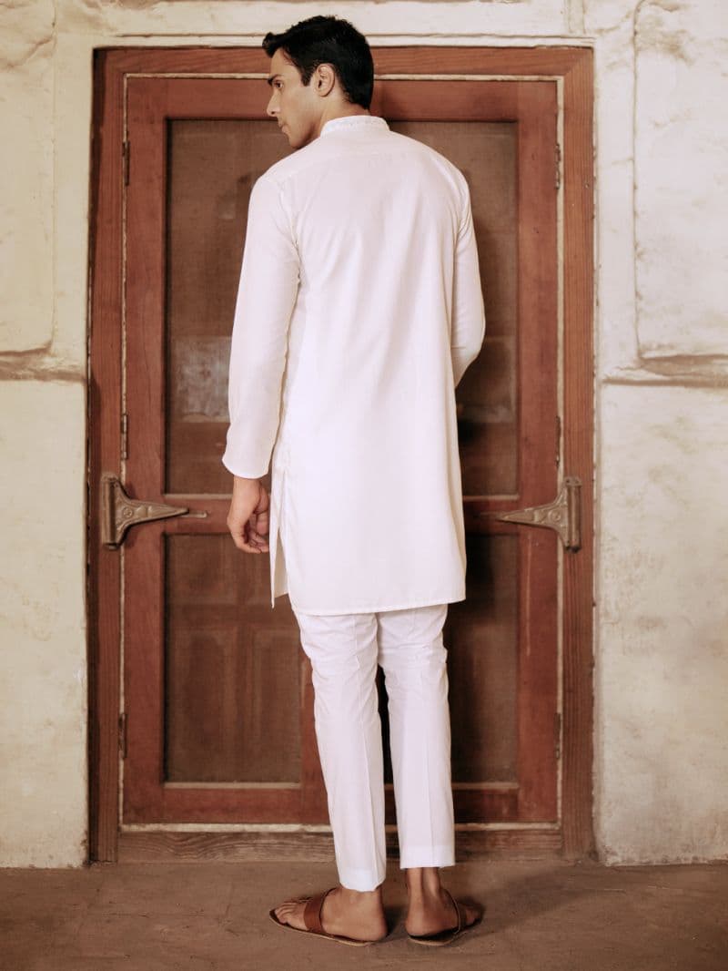 Off White Blended Kurta thumbnail