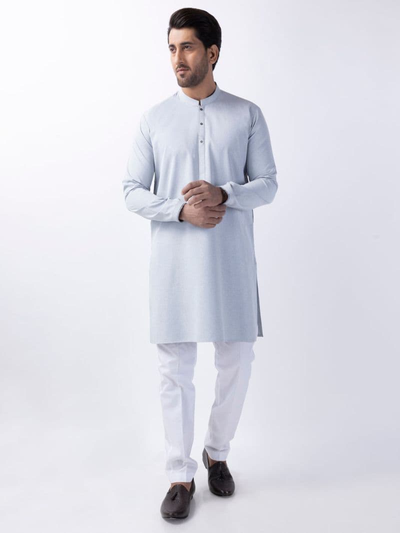 Light Blue Blended Kurta thumbnail