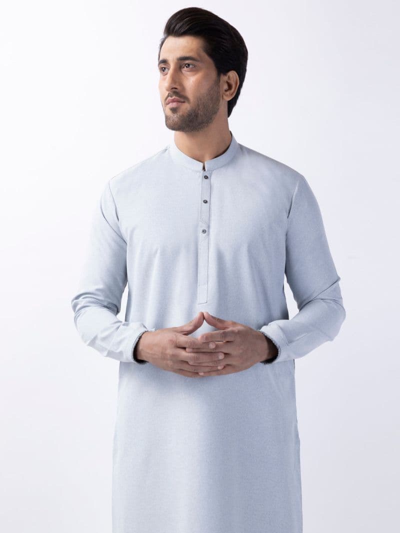 Light Blue Blended Kurta thumbnail