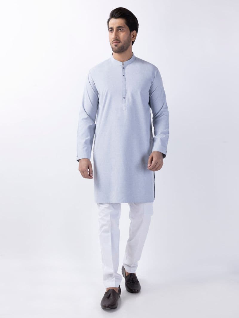Light Grey Blended Kurta thumbnail
