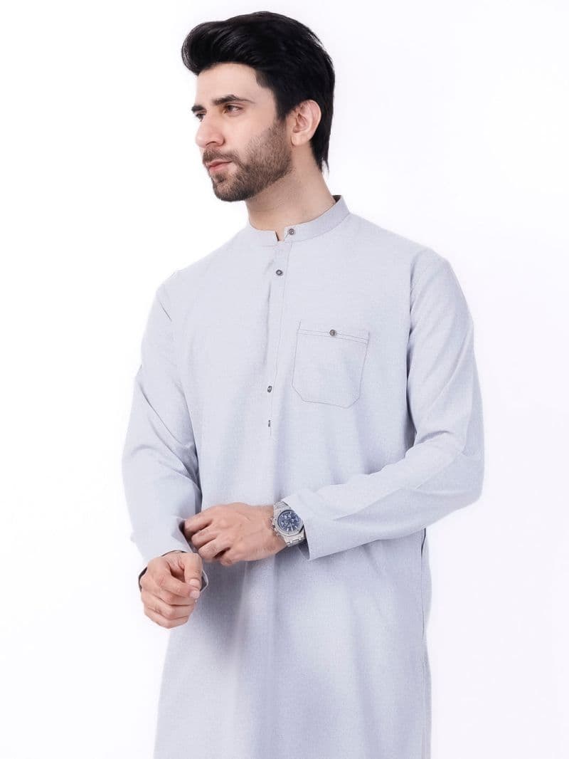 Light Grey Blended Kurta thumbnail