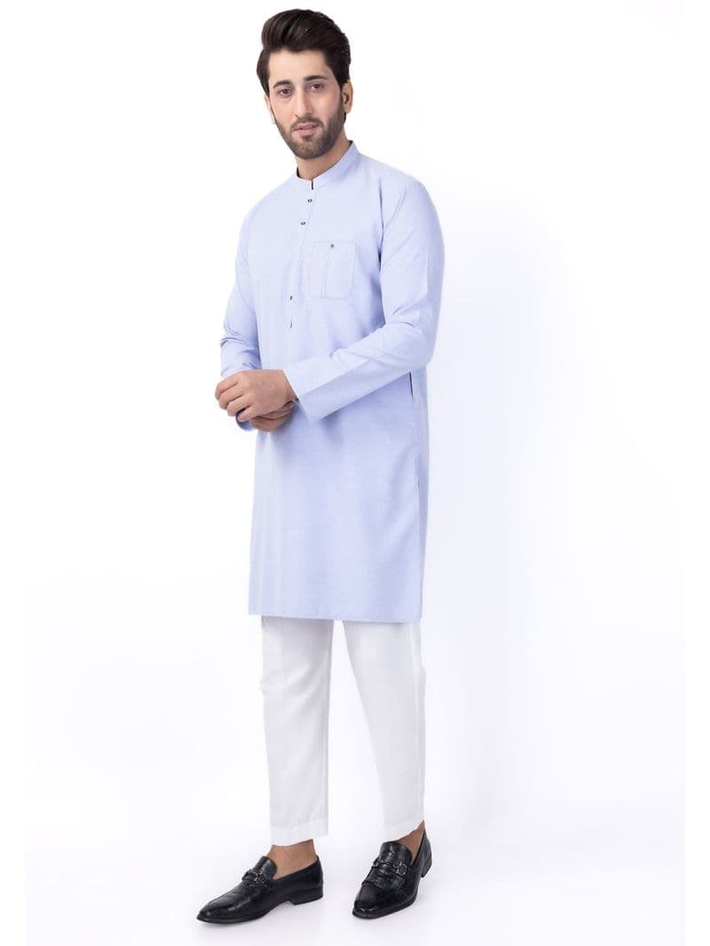 Light Blue Blended Kurta thumbnail