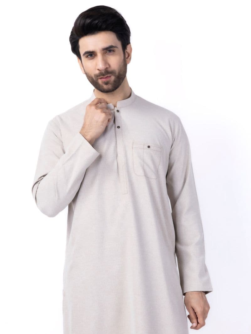 Sand Brown Blended Kurta thumbnail