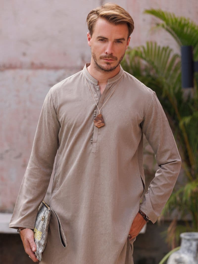 Grey Blended Kurta thumbnail