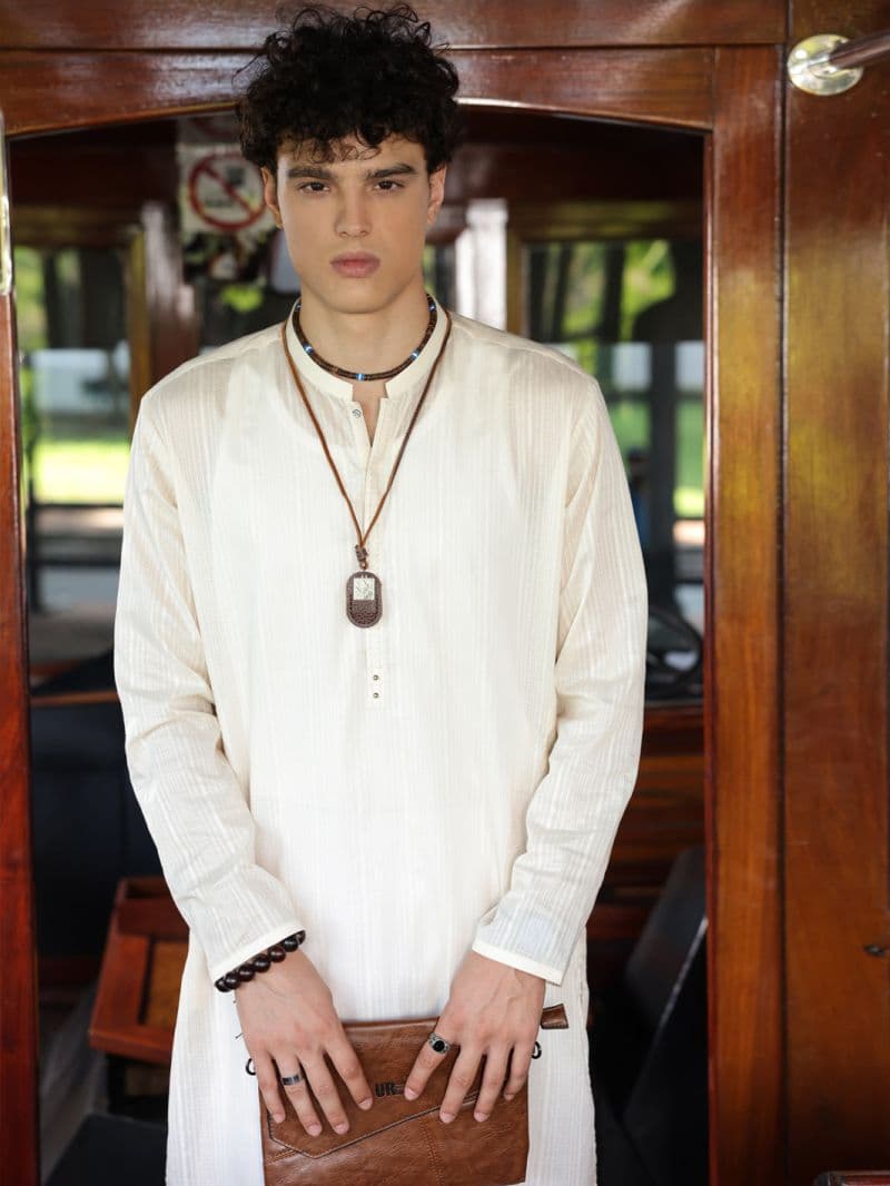 Off White Cotton Kurta thumbnail
