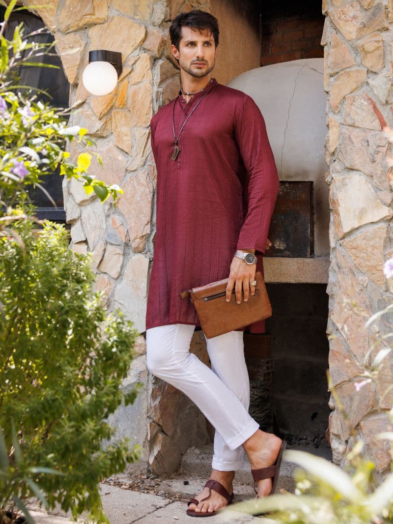 Maroon Cotton Kurta thumbnail