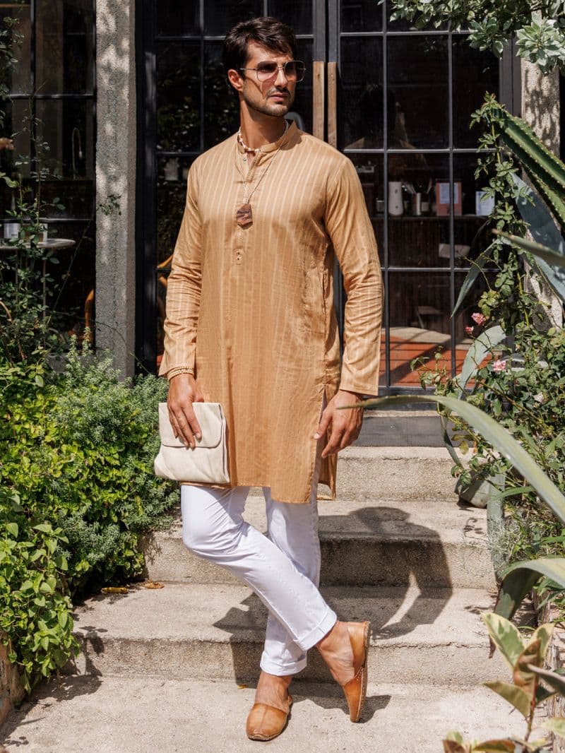 Beige Cotton Kurta thumbnail