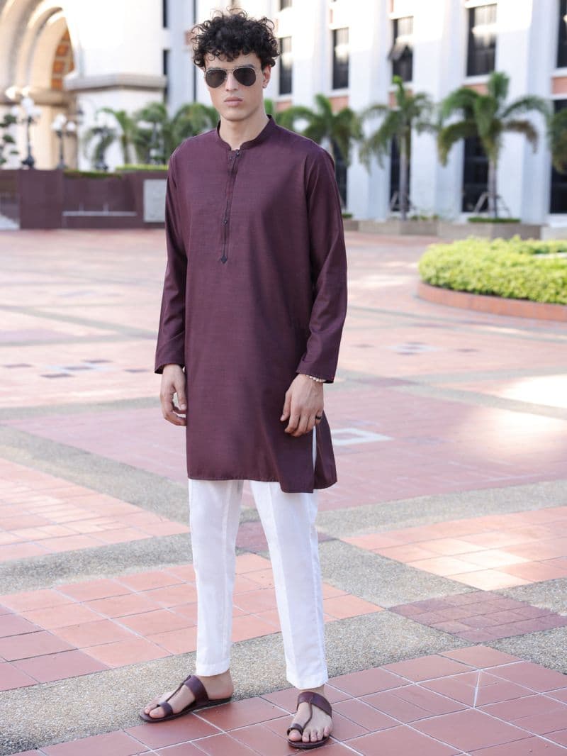 Maroon Blended Kurta thumbnail
