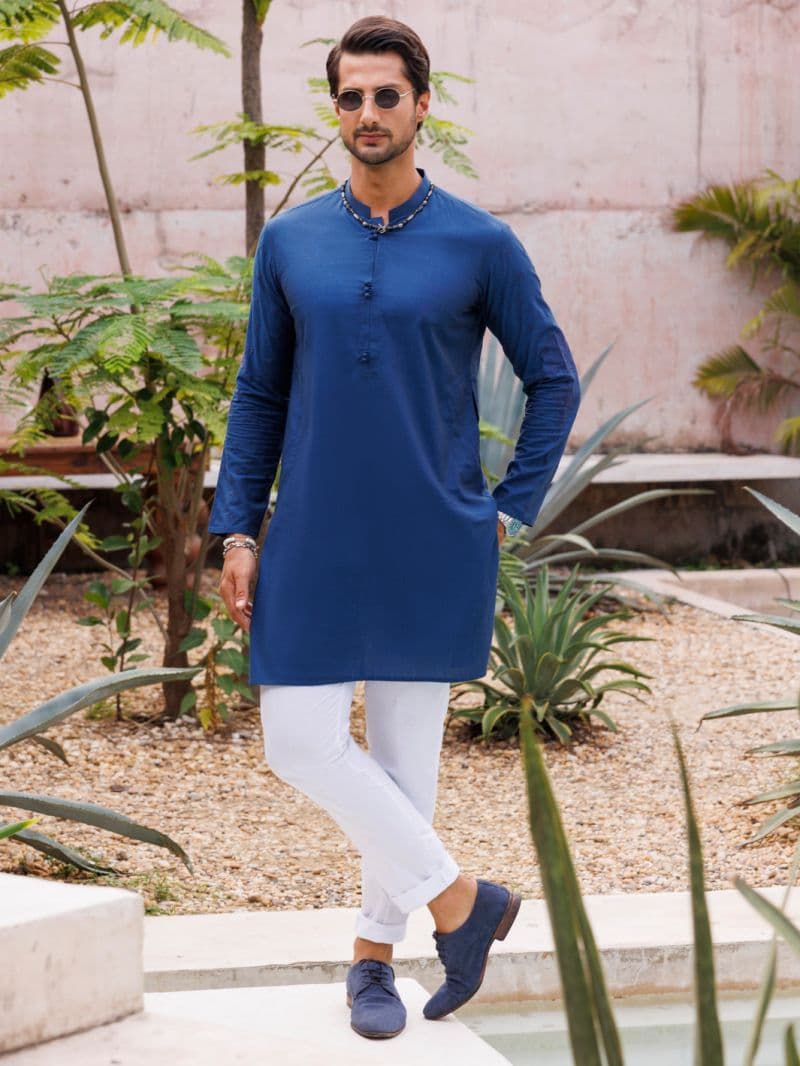 Dark Blue Cotton Kurta thumbnail