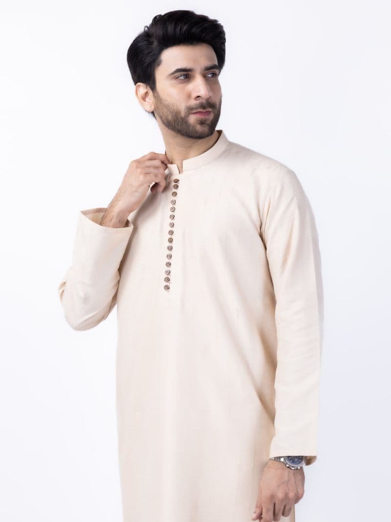 Cream Blended Kurta thumbnail