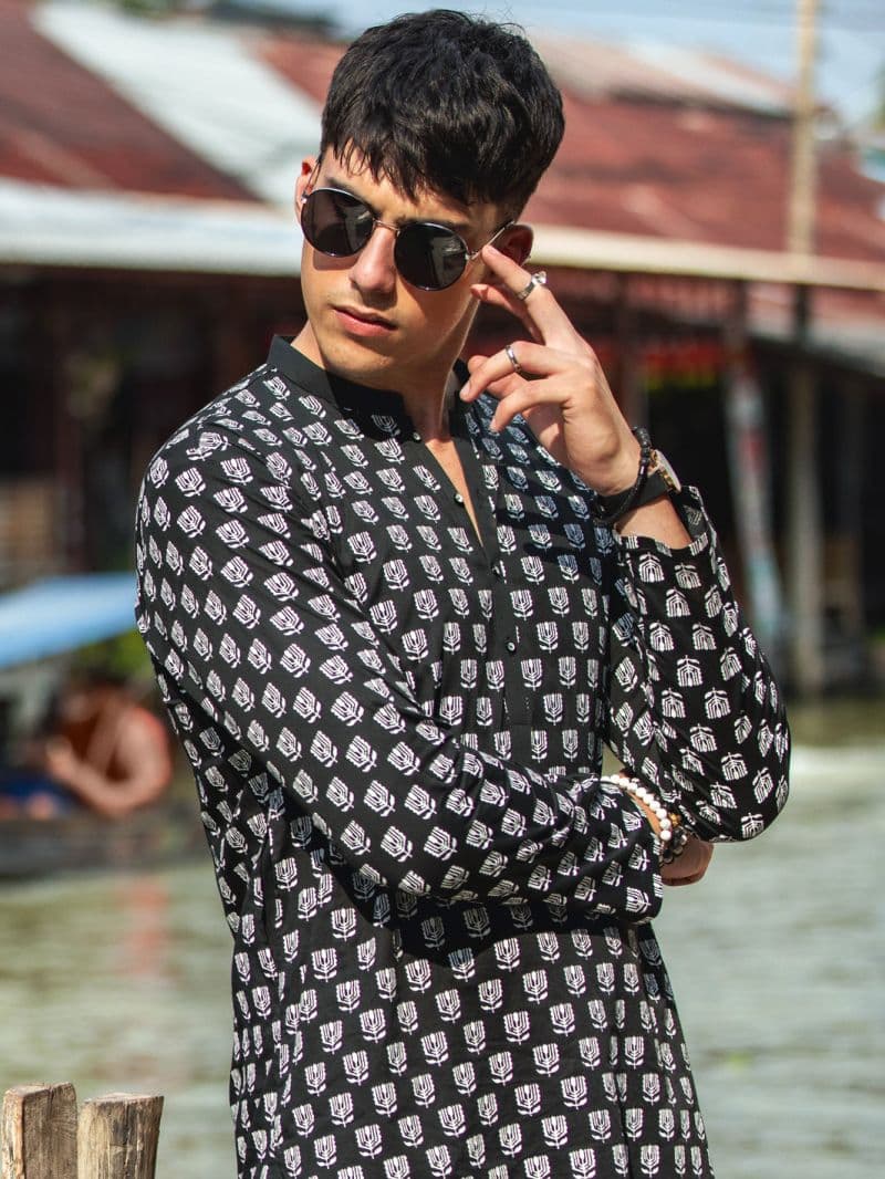 Black Cotton Kurta thumbnail