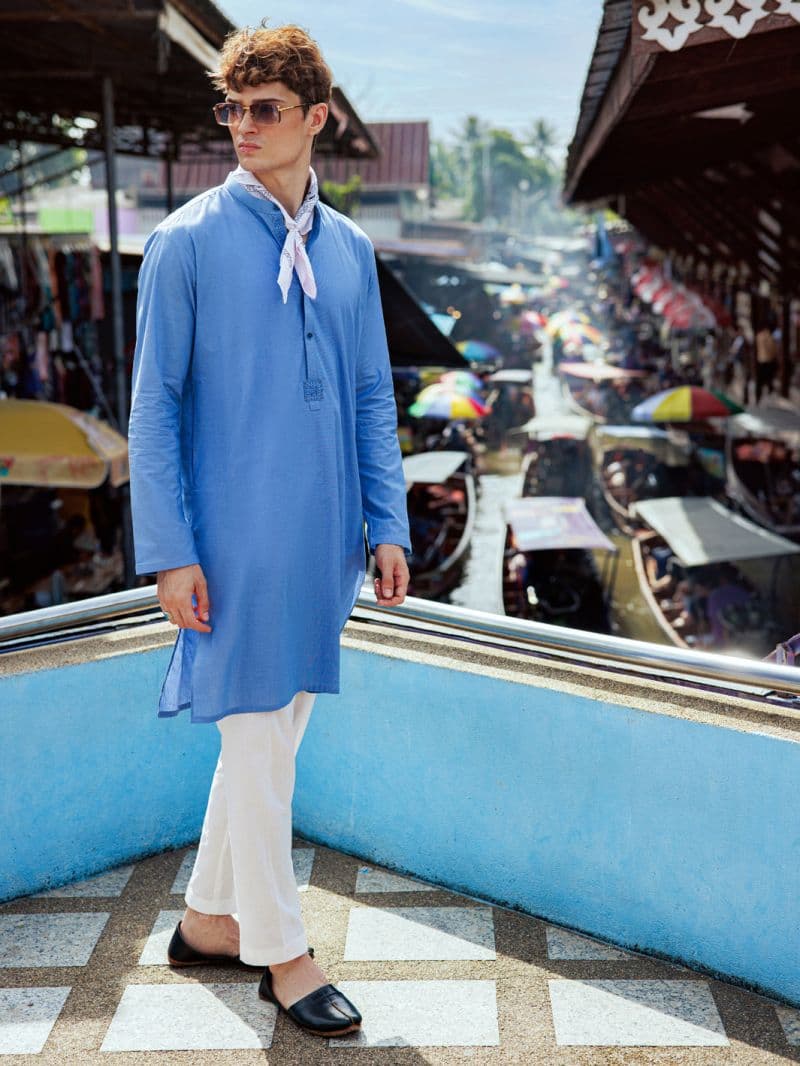 Blue Cotton Kurta thumbnail
