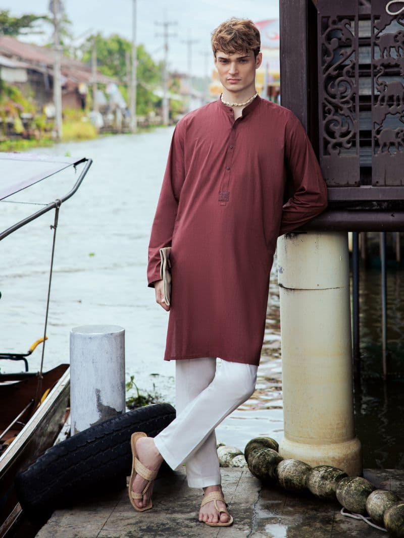 Rust Red Cotton Kurta thumbnail