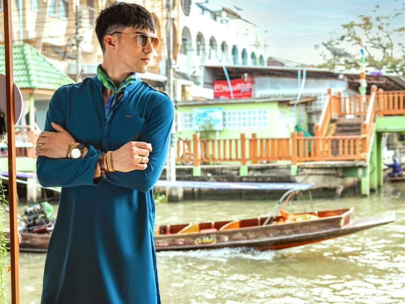 Teal Blue Blended Kurta thumbnail