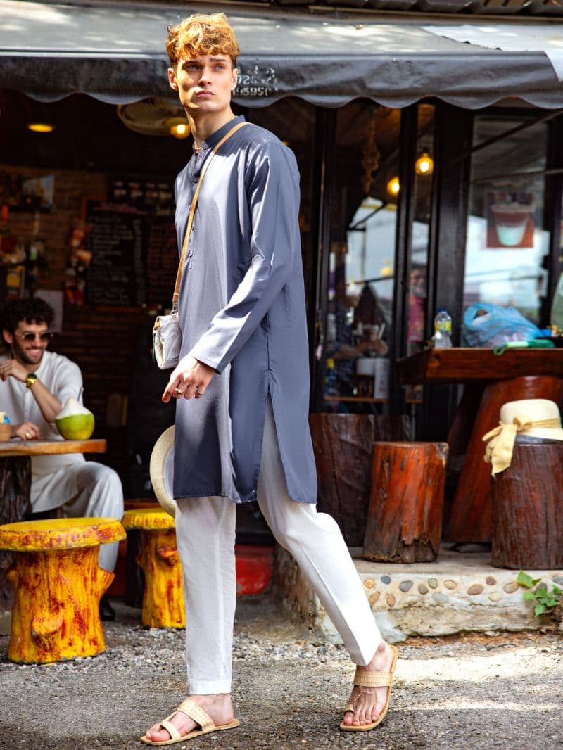 Grey Blended Kurta thumbnail