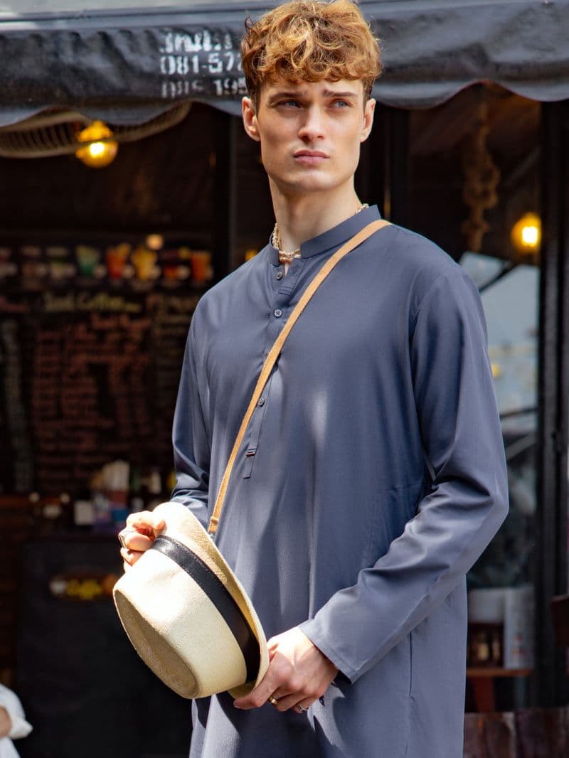 Grey Blended Kurta thumbnail