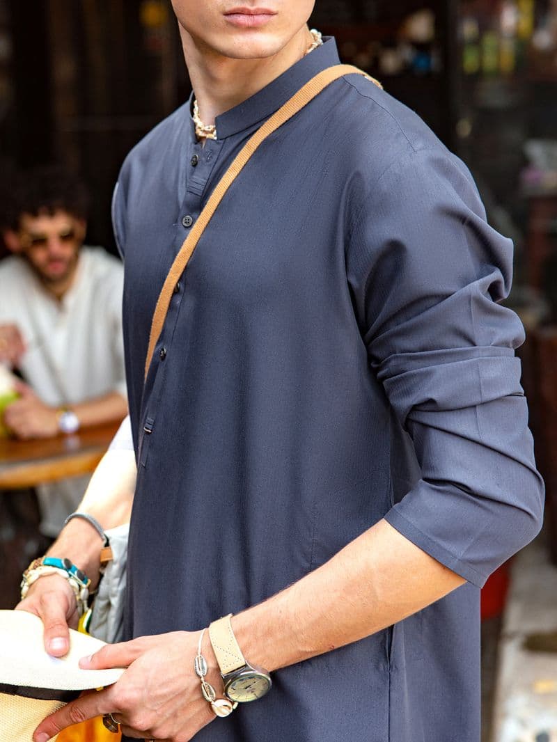 Grey Blended Kurta thumbnail