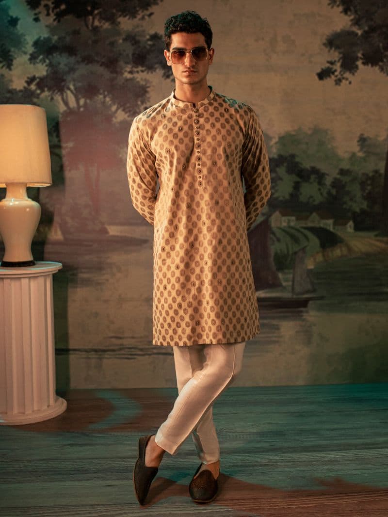 Fawn Blended Formal Kurta thumbnail