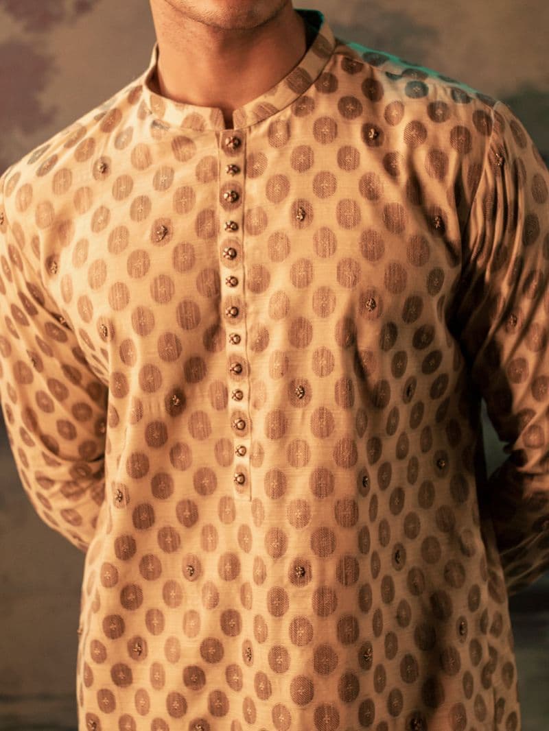 Fawn Blended Formal Kurta thumbnail