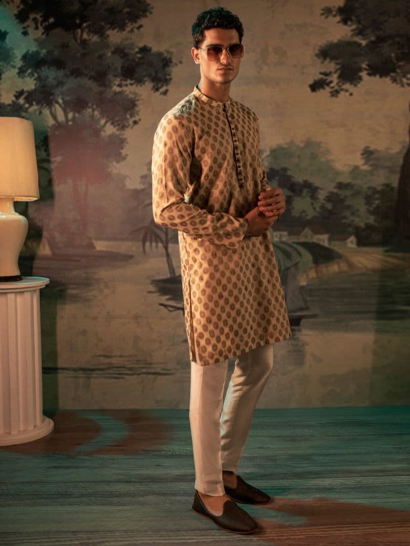 Fawn Blended Formal Kurta thumbnail