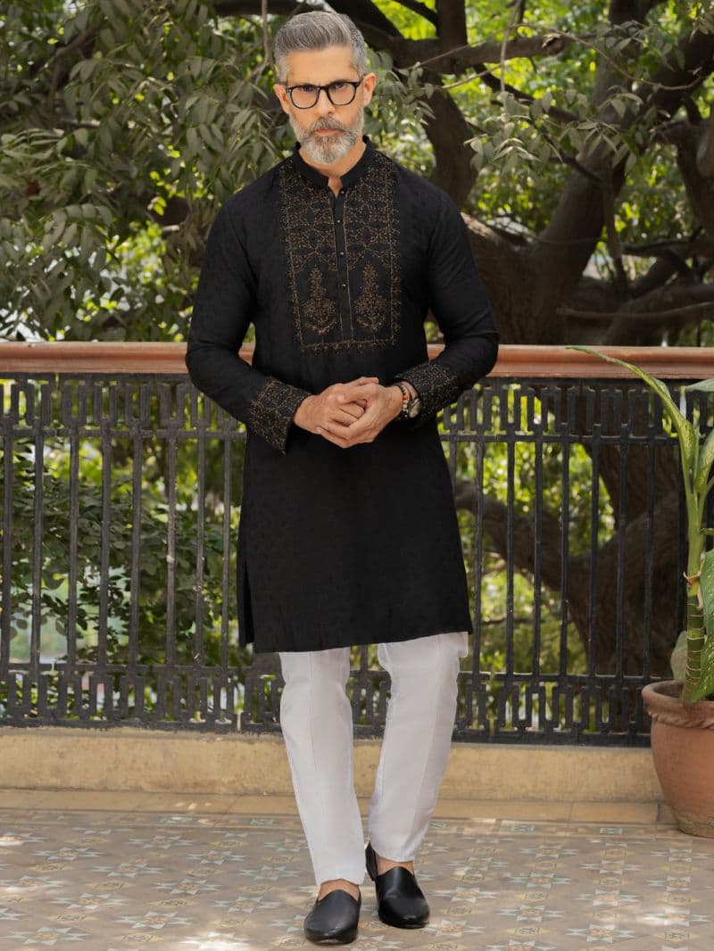 Black Blended Formal Kurta thumbnail