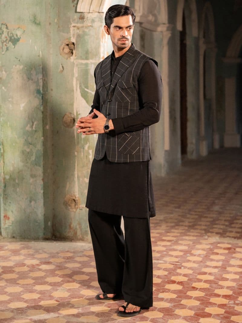 Black Cotton Waistcoat thumbnail