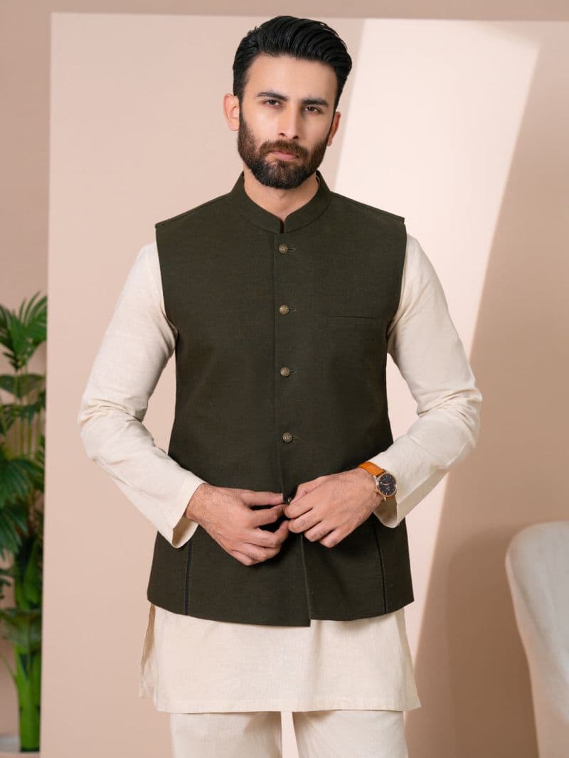 Olive Green Waistcoat thumbnail