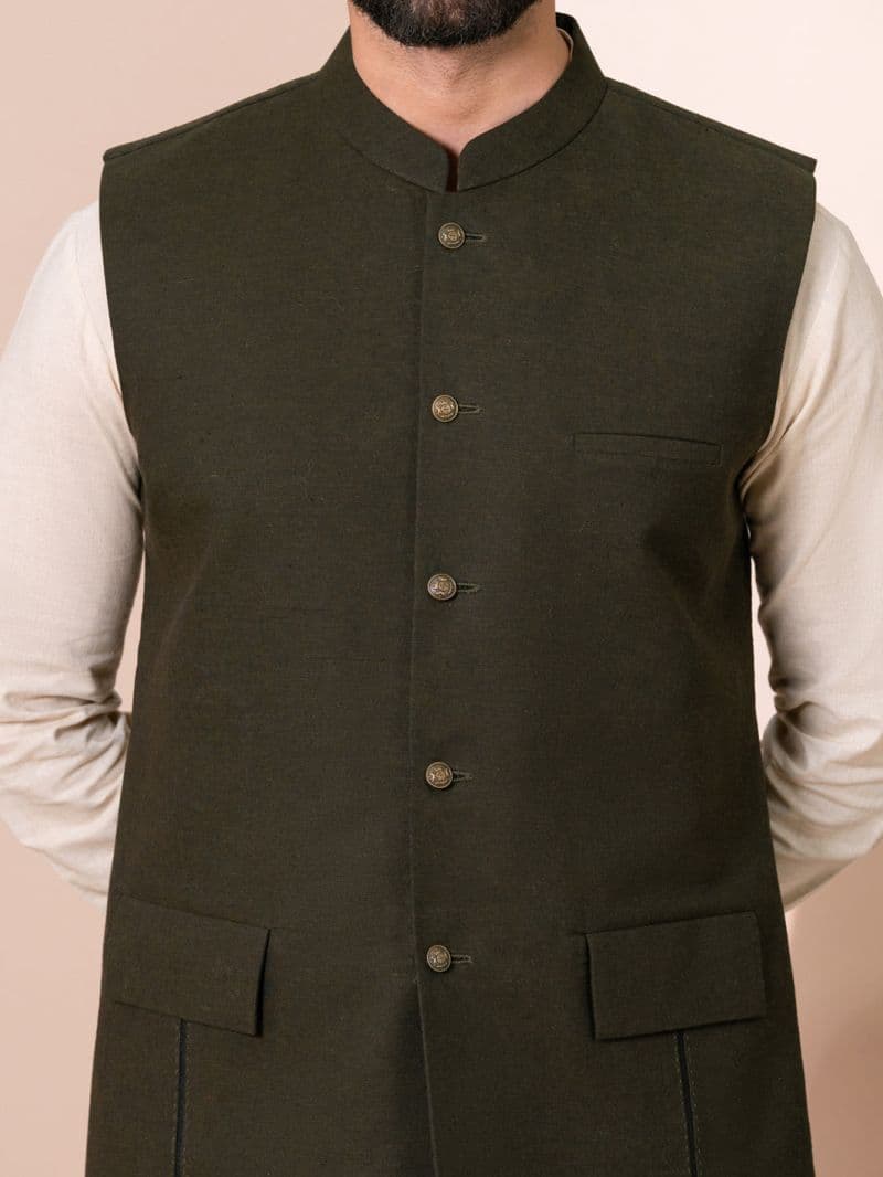 Olive Green Waistcoat thumbnail