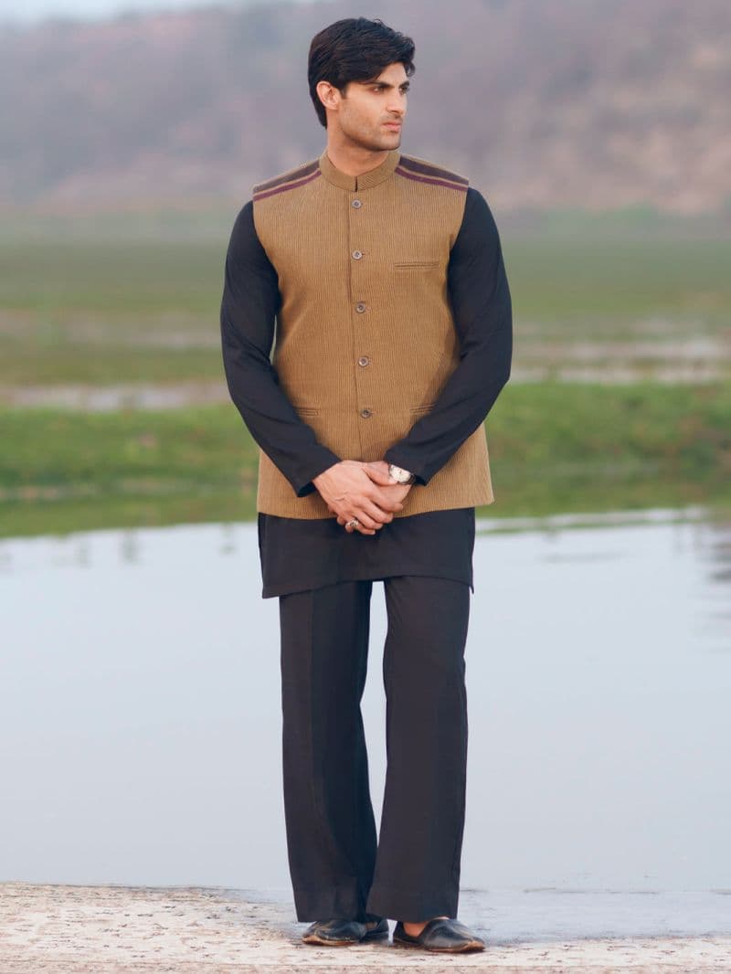 Mustard Cotton Cut & Sew Waistcoat thumbnail