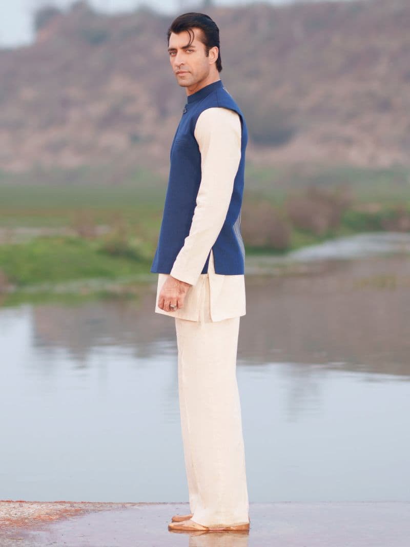 Blue Cotton Cut & Sew Waistcoat