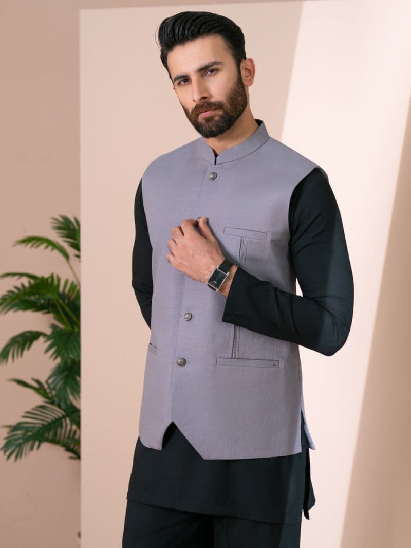 Grey Cotton Formal Waistcoat thumbnail