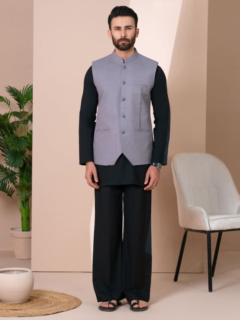Grey Cotton Formal Waistcoat thumbnail