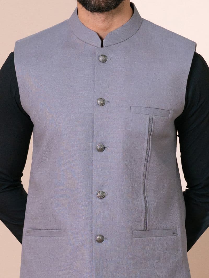 Grey Cotton Formal Waistcoat thumbnail