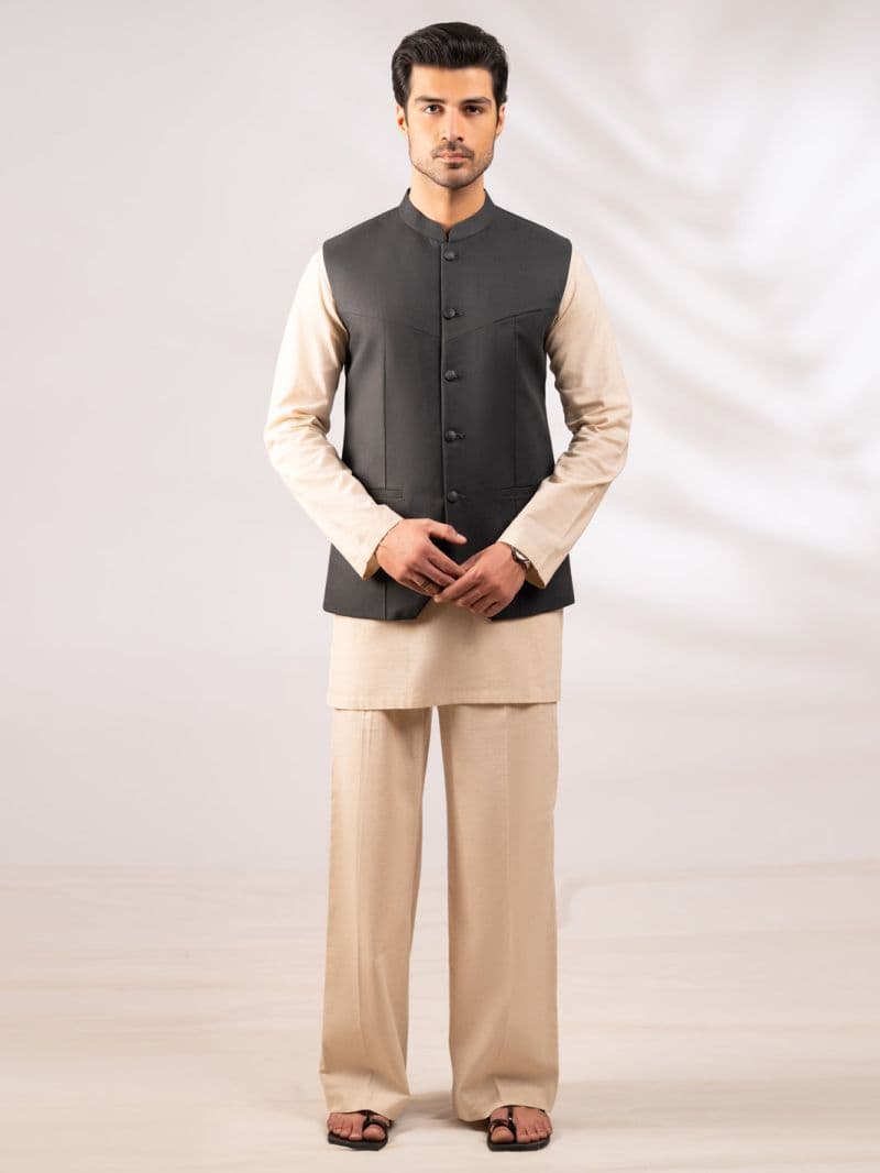 Grey Cut & Sew Waistcoat thumbnail