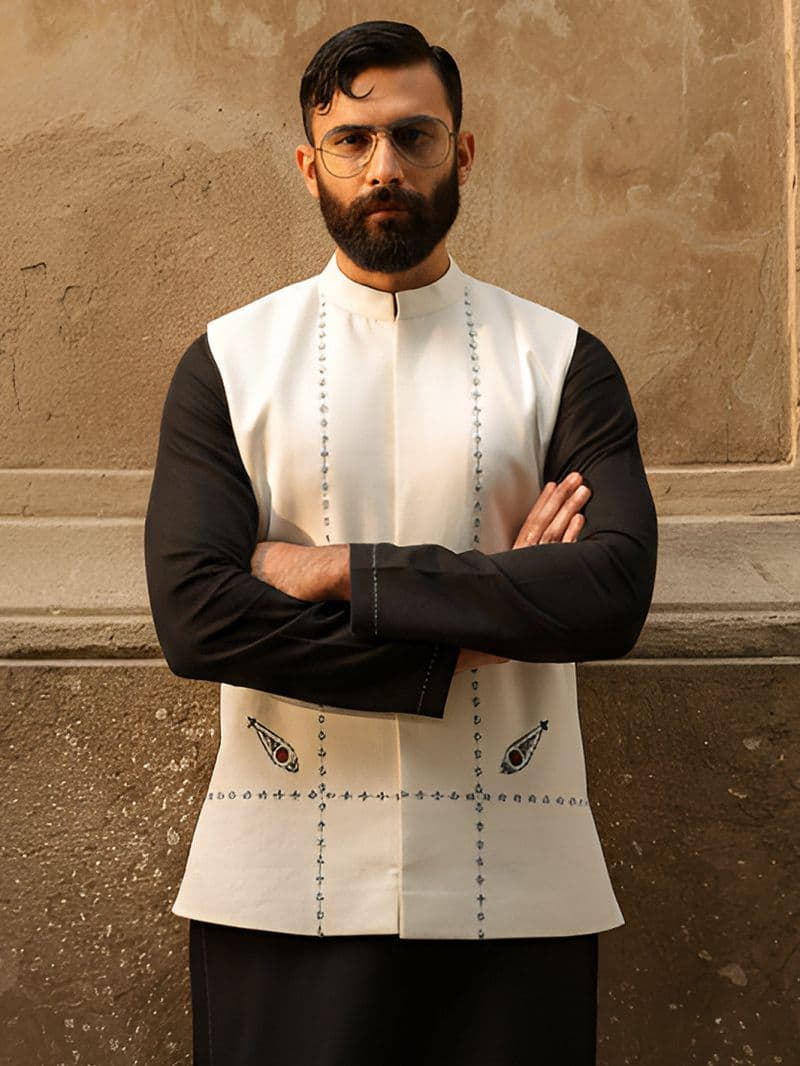 White Cotton Cut & Sew Waistcoat