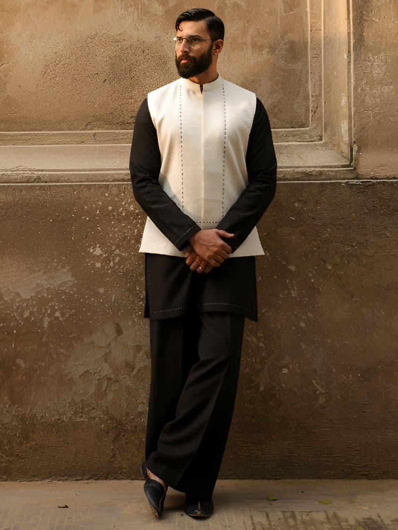 White Cotton Cut & Sew Waistcoat
