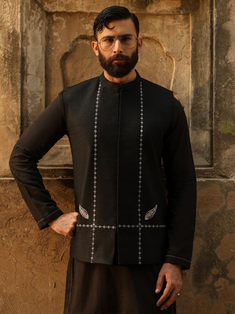 Black Cotton Cut & Sew Waistcoat