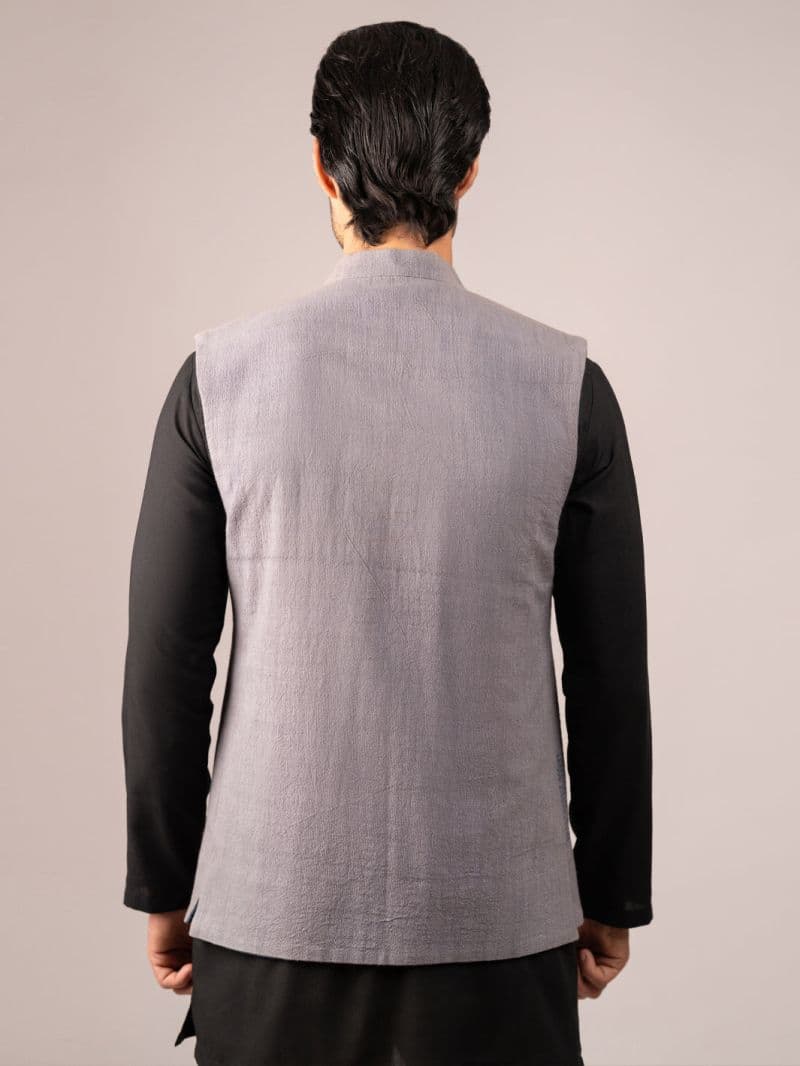 Grey Blue Casual Waistcoat thumbnail