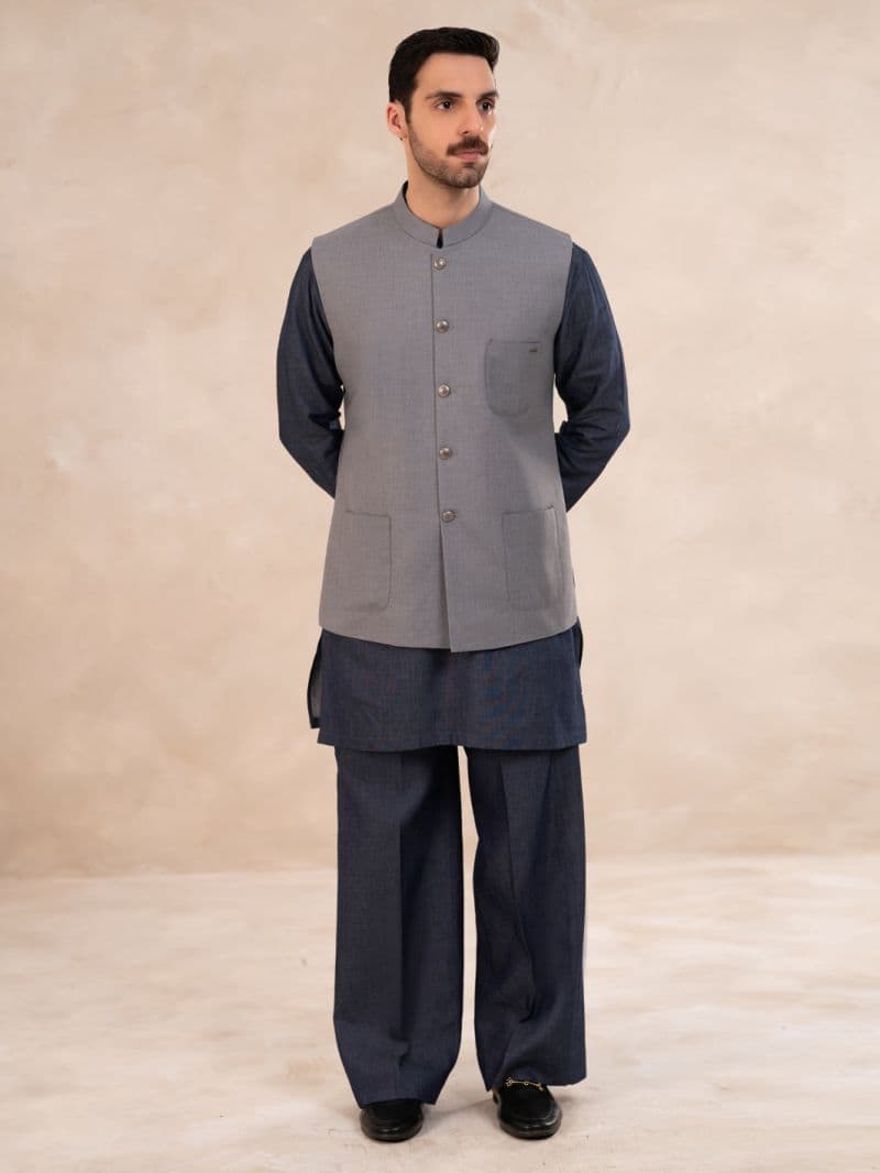 Light Grey Plain Waistcoat thumbnail