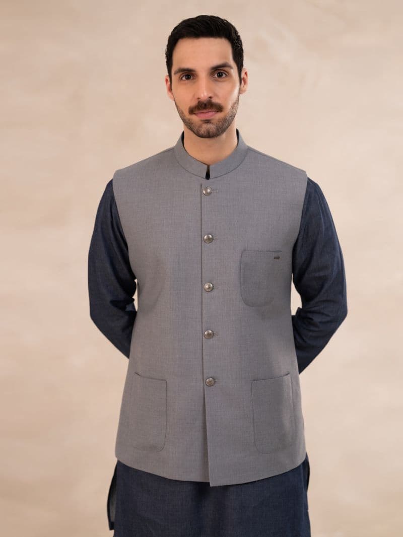 Light Grey Plain Waistcoat thumbnail