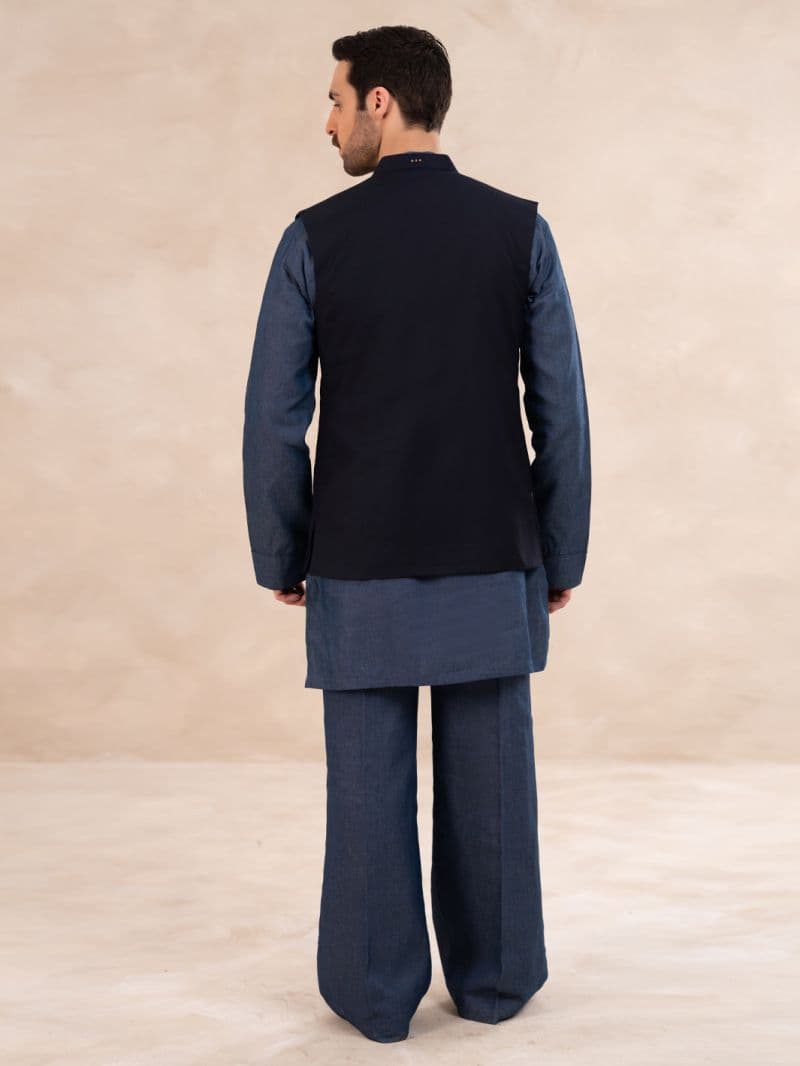 Navy Blue Plain Waistcoat thumbnail