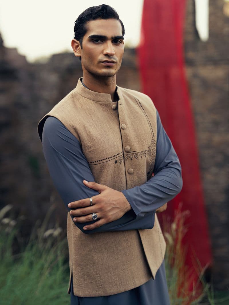 Beige-Brown Formal Waistcoat thumbnail